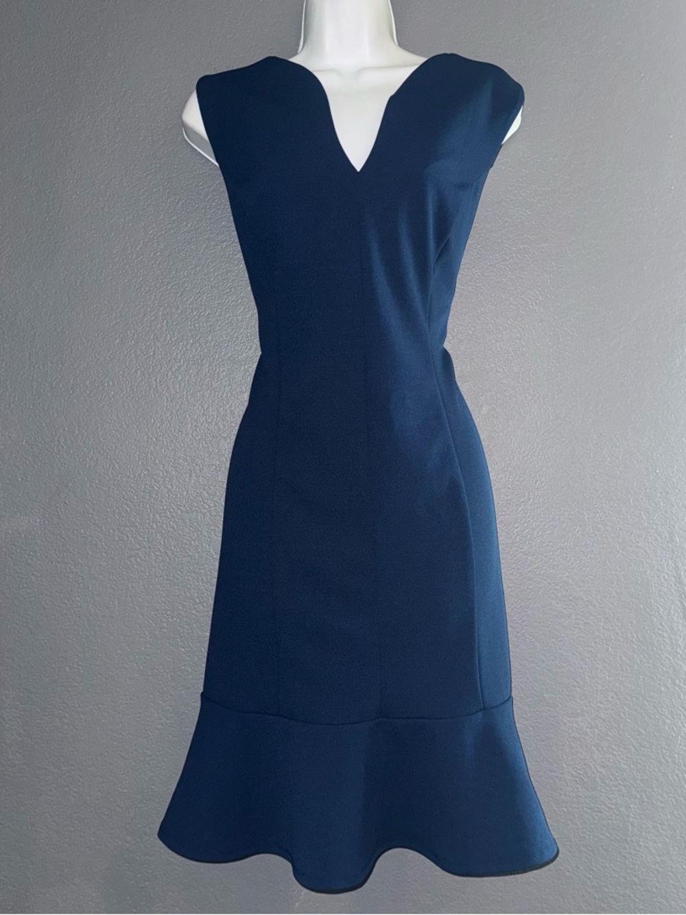 AB Studio Navy Blue Sleeveless Shift V-Neck A-Line Dress Womens Large 12